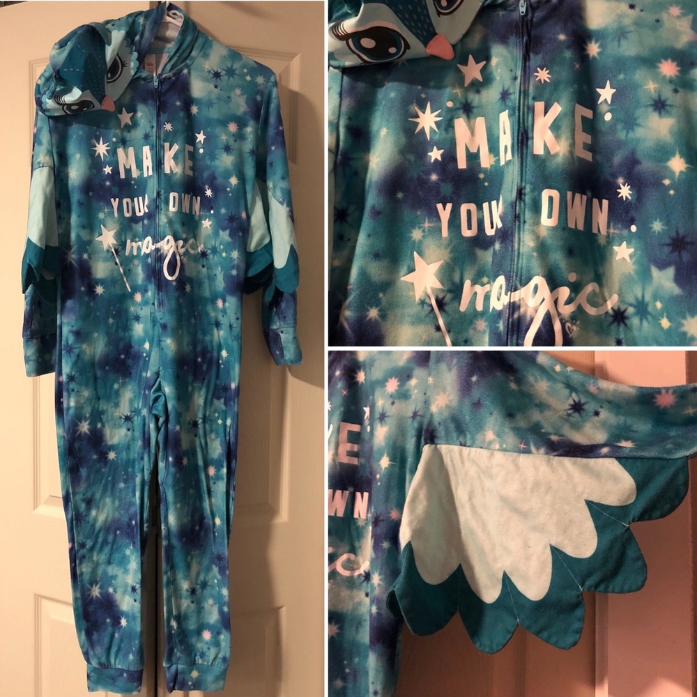 Justice owl pajama onesie with hood